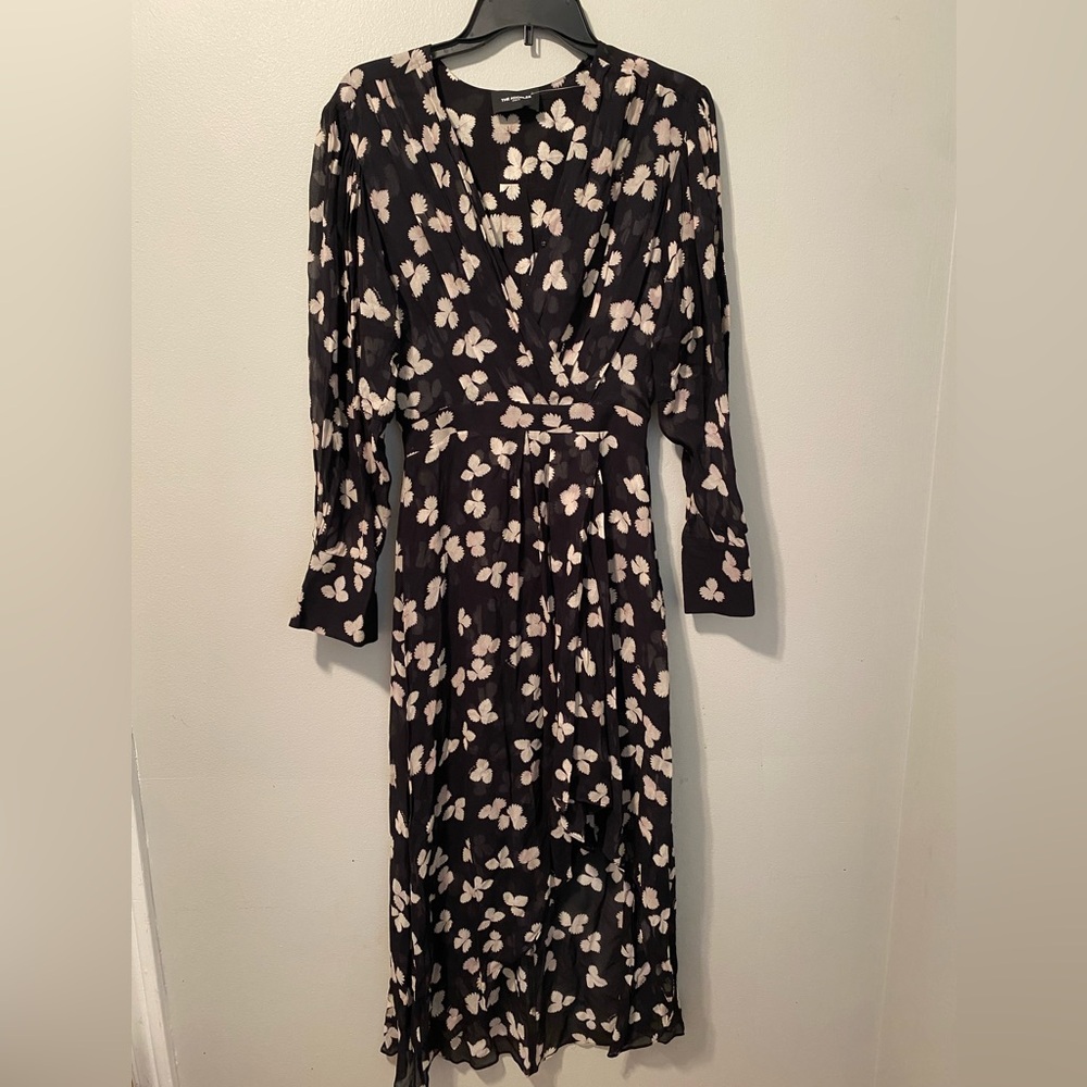 The Kooples Paris ASYMMETRIC LONG FLOWING DRESS BLACK FLORAL 1 - Picture 4 of 9